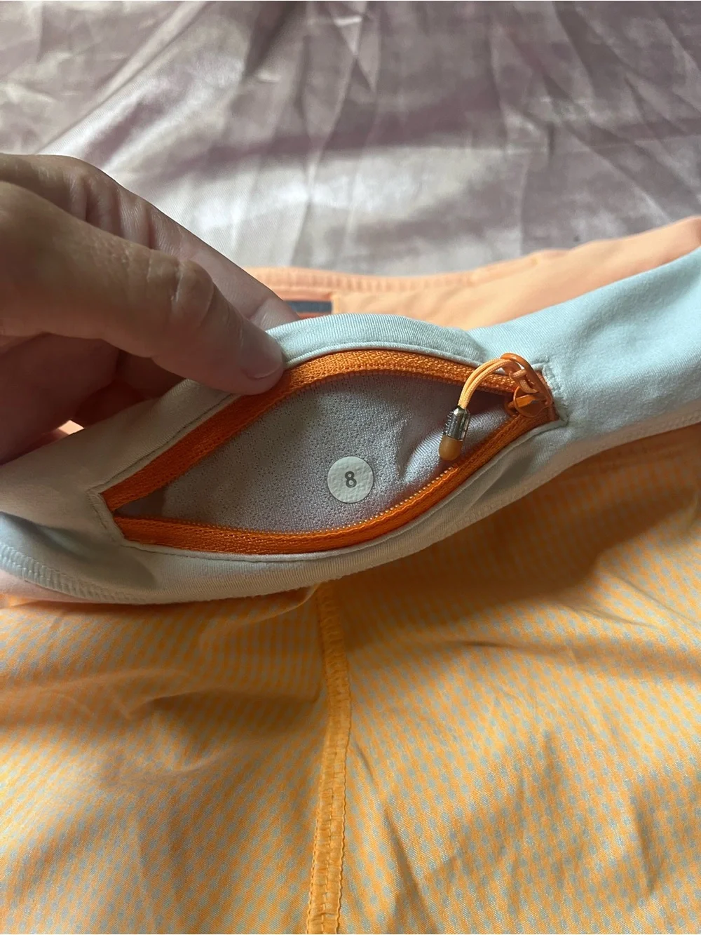 Lululemon Peach Orange Gingham Speed Up Shorts Size 8